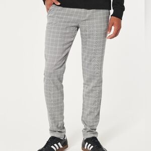 NWT Hollister Gray & White Plaid Size 32X32 Epic Flex Super Skinny Chino Pants!